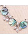 Nefertitis Paua abalon perleť Kolečka náramek s perličkami - obvod cca 17,5 cm