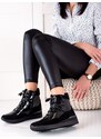GROTO GOGO Komfortní dámské černé kotníčkové boty bez podpatku