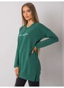 Fashionhunters Tmavě zelená tunika s nápisem Halifax RUE PARIS