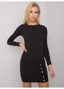 RUE PARIS Černé dámské mini šaty s dlouhými rukávy -black Černá