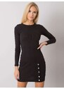 RUE PARIS Černé dámské mini šaty s dlouhými rukávy -black Černá