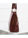 Glamorous by GLAM Santa Croce Kožená velká kabelka jednoduchá - marrone