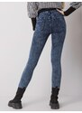 BASIC Modré dámské džíny s páskem -blue Denim vzor