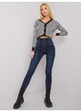 BASIC TMAVĚ MODRÉ DÁMSKÉ SKINNY DŽÍNY -DARK BLUE Denim vzor