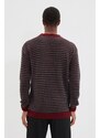 Trendyol Burgundy Regular Crew Neck Jacquard Sweater