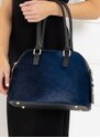 Glamorous by GLAM Kožená kabelka s dlouhými poutky se srstí - tmavě modrá