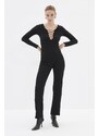 Trendyol Black Tie Detailed Knitted Jumpsuit