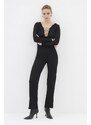 Trendyol Black Tie Detailed Knitted Jumpsuit