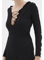 Trendyol Black Tie Detailed Knitted Jumpsuit