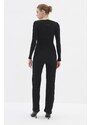 Trendyol Black Tie Detailed Knitted Jumpsuit