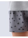 GINA dětské pyžamo krátké dívčí, šité, s potiskem 29006P - šedá černá