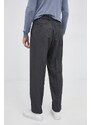 Kalhoty s příměsí vlny Samsoe Samsoe pánské, šedá barva, jednoduché