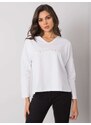 Fashionhunters RUE PARIS Bílé dámské tričko s dlouhým rukávem