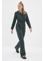 Trendyol Green Checkered Zipper Jumpsuit