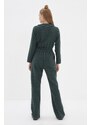 Trendyol Green Checkered Zipper Jumpsuit