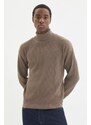 Trendyol Camel Oversize Wide Fit Turtleneck Basic Sweater