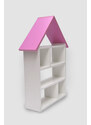 Dětská domečková knihovna - bílá s růžovou stříškou, 90 cm