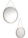 Set dvou měděných závěsných zrcadel Kave Home Icon 26/41 cm
