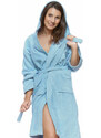 Interkontakt Sada Light Blue: župan s kapucí + dámský saunový kilt + osuška
