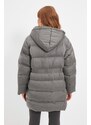 Trendyol Gray Oversized Hooded Yellow Lined Puffy Coat