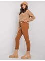 Fashionhunters Světle hnědé dámské elegantní kalhoty