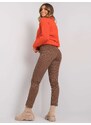 BASIC Oranžovo-béžové kostkované kalhoty --orange Károvaný vzor