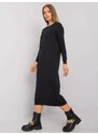 Fashionhunters OCH BELLA Černé pletené šaty s dlouhými rukávy
