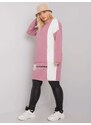Fashionhunters Prašně růžová tunika plus size s dlouhým rukávem