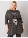 Fashionhunters Tmavá khaki tunika větší velikosti s vázáním Tulsa