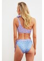 Trendyol Barevný Leopard vzorovaný kravata s vysokým pasem Bikiny Spodní díl