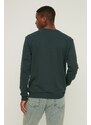 Trendyol Men's Emerald Green Regular/Real Fit Slogan Label Basic Cotton Sweatshirt