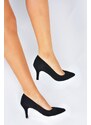 Fox Shoes Black Suede Women's Thin Heeled Stilettos