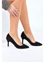 Fox Shoes Black Suede Women's Thin Heeled Stilettos