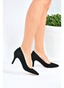 Fox Shoes Black Suede Women's Thin Heeled Stilettos