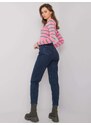 Fashionhunters Tmavě modré mom jeans pro ženy
