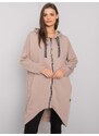 RELEVANCE ŠEDOBÉŽOVÁ DLOUHÁ MIKINA NA ZIP JASSALINA S KAPUCÍ -GREY/BEIGE