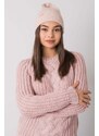 MladaModa Dámská čepice s vroubkovaným vzorem model 2784 pudrově růžová