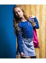 B-nosy Dívčí tričko s puntíky a balónovými rukávy modré