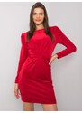 RUE PARIS Červené dámské velurové šaty --red Červená