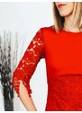 Webmoda Dámské elegantní červené krajkové šaty
