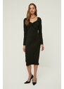 Trendyol Black Collar Detailed Bodycon Midi Knitted Dress