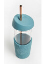 Skleněný pohár s brčkem, 568ml, Neon Kactus, modrý