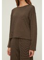 Trendyol Brown Corded Cotton Tshirt-Pants Knitted Pajama Set