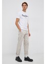 Tričko Pepe Jeans Original Stretch bílá barva, s potiskem