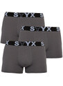 3PACK pánské boxerky Styx sportovní guma nadrozměr tmavě šedé (R10636363)