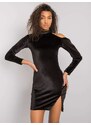 RUE PARIS Černé velurové mini šaty Bellah -black Černá