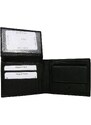 Fashionhunters Černá kožená peněženka s šedým prošíváním