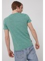 Bavlněné tričko Superdry zelená barva, melanžové