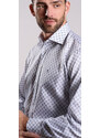 Alain Delon Biela Slim Fit košeľa so vzorom