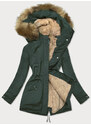 MHM Zeleno-béžová teplá dámská zimní bunda (W559)